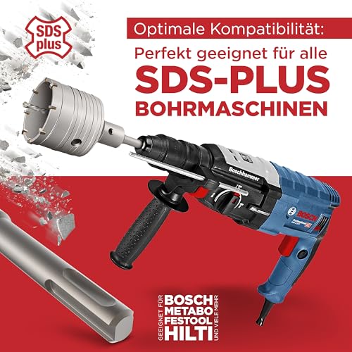 SCHWABENBACH® SDS Plus Bohrkrone 68 mm - Hammerschlagfest Bohrkrone Steckdose - Dosenbohrer Steckdose Mauerwerk - Kronenbohrer Steckdosen