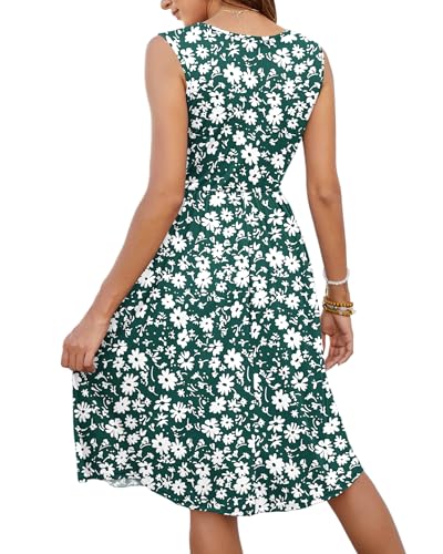 Image of MOLERANI Women Summer Dresses Sleeveless Casual Loose Swing Button Down Midi Dress with Pockets
