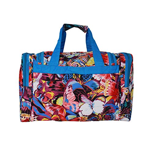 World Traveler Animal Prints 19-inch Duffel Bag, Blue Trim Butterfly2