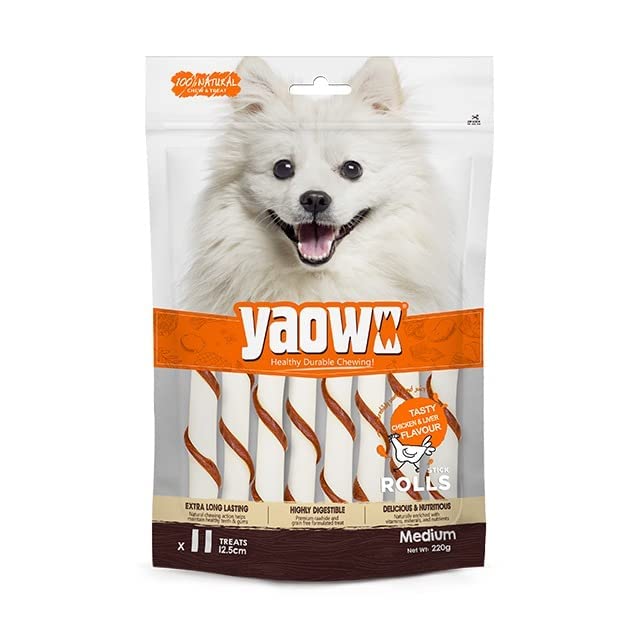 Gnawlers Yaowo All Natural Dog Rawhide Bones with Chicken Inside, 100% Digestible and Joints, 5` Stick Roll 220gm (Pack of 2) Sold by MS Traders (B0BZHPCVDV) Amazon Price History, Amazon Price Tracker