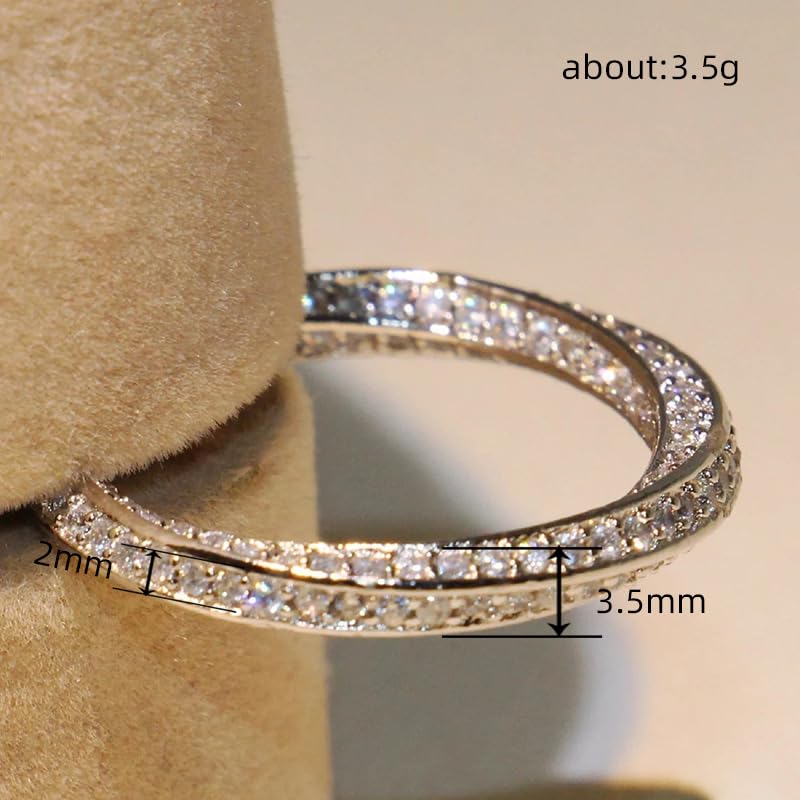 Gixaxak Moissanite Wedding Band Wedding Rings for Women Twisted Rings 925 Sterling Silver Rings fCriss Cross Infinity Cubic Zirconia Eternity Wedding Band Simulated Diamond Band Rings 83