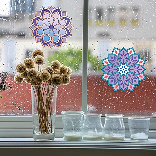 Gorgecraft 8Pcs 6.3 Inch Mandala Window Decals Static Flower Of Life Glass Sliding Door Sticker Clings Waterproof Vinyl Film Spring Bedroom Bathroom Decals For Prevent Birds Dogs Pets Strikes #TOP6