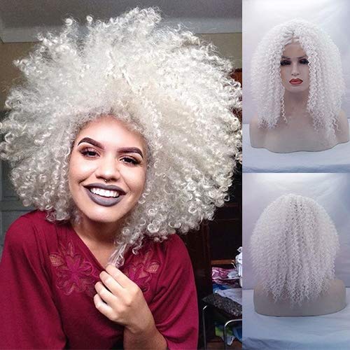 Party Queen Color White Wigs Afro Curly Wigs with Baby