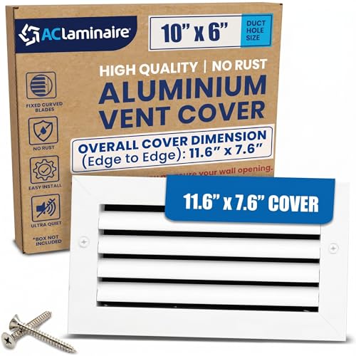 10x6 Inch (Duct Opening) Air Return Vent Cover Decorative – Premium Aluminum AC Vent Cover for Ceiling & Wall, Rustproof Grille, Ideal for Home HVAC Grille, Durable & Easy to Install by ACLAMINAIRE