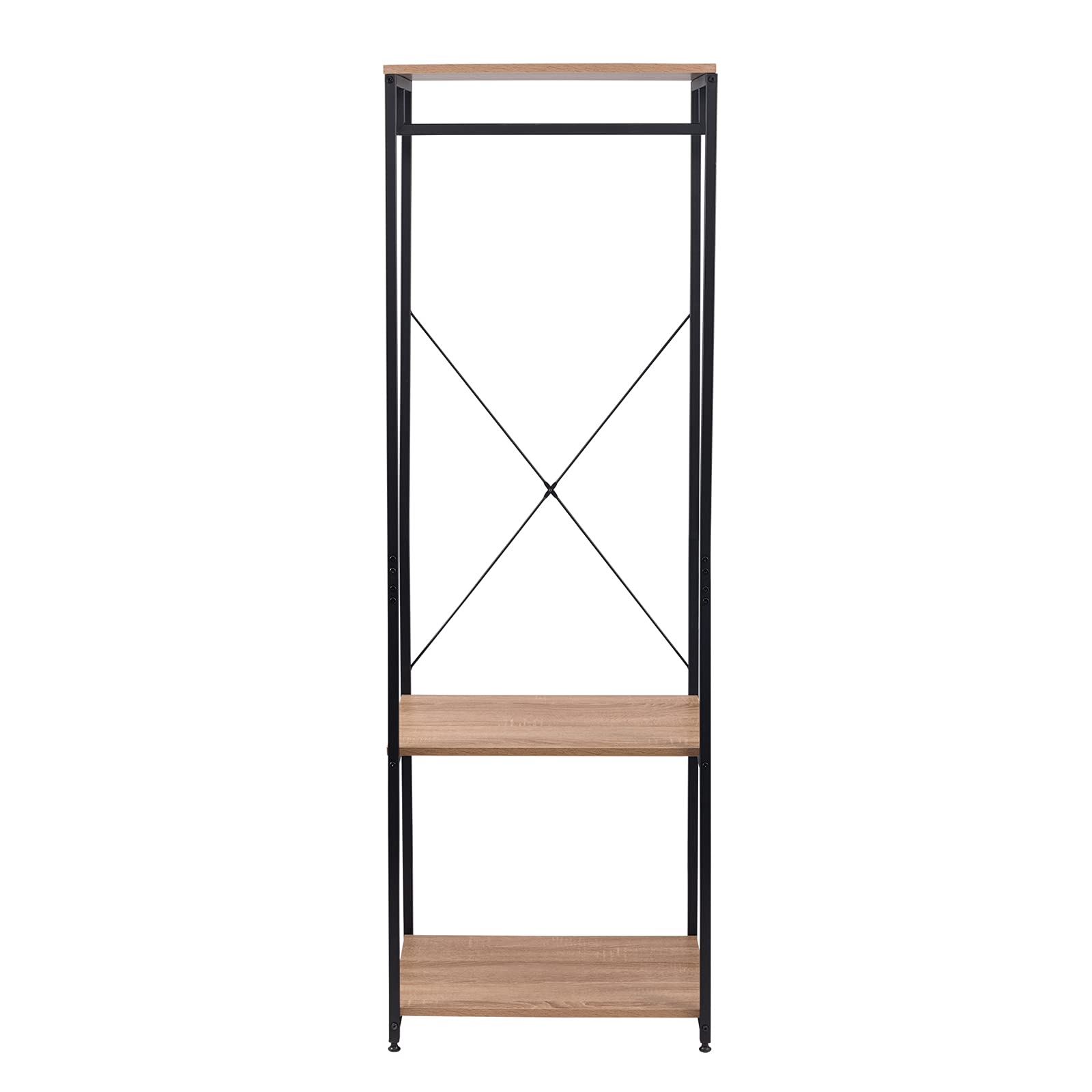 WOLTU Perchero de Pie con Estante Zapatero, Perchero Burro para Colgador Ropa, Metal y Madera, 60 x 40 x 167 cm