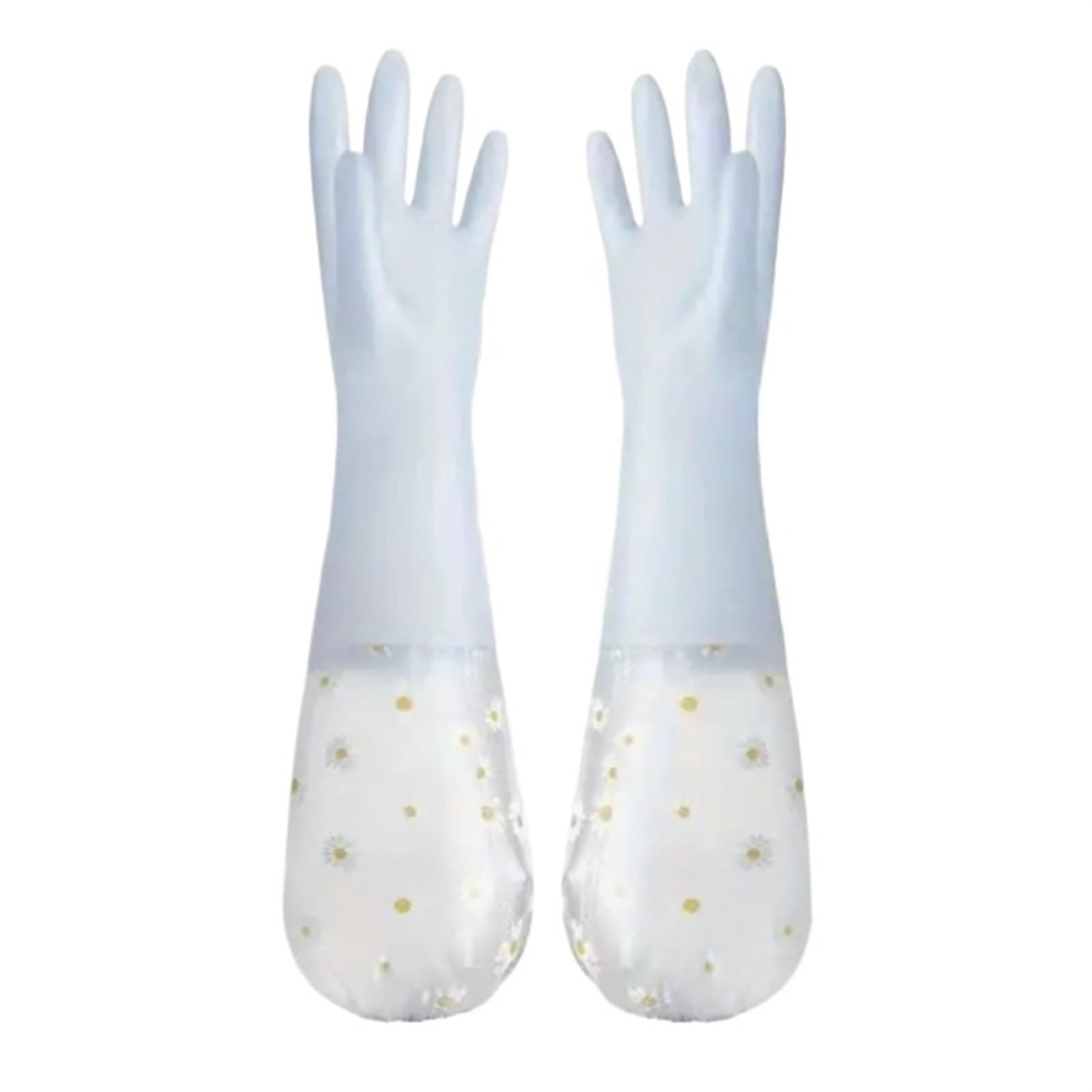 1 Par Guantes Manga Larga Lavar Cocina Jardinería Duradero(Blau)
