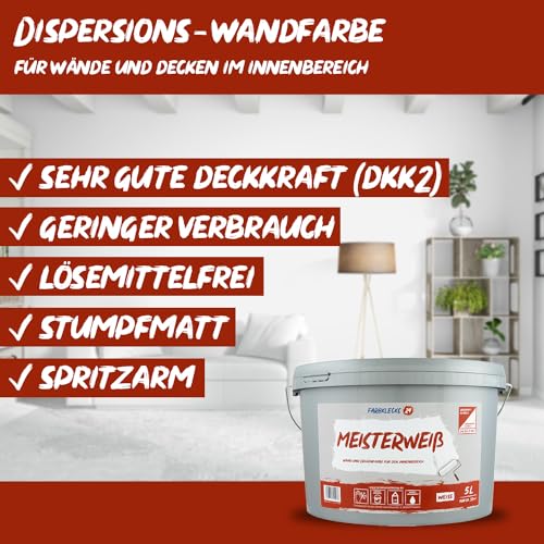 Farbklecks24 Meisterweiß Color, Wandfarbe Braun 8-0 (10L),(versch. Farben),hohe Deckkraft – Ansicht 2