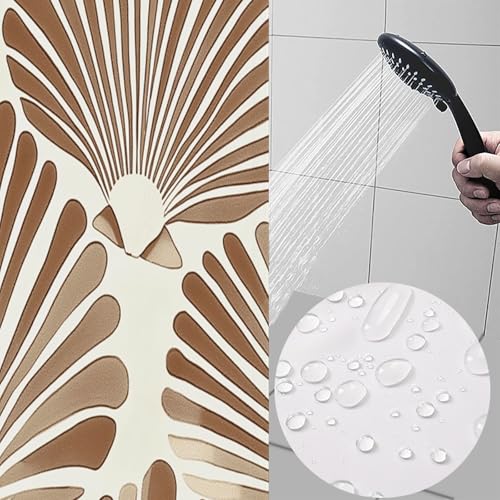 Rideau de douche tissu polyester avec 12 crochets lavable en machine - 4