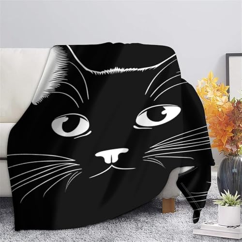 Couverture motif chat noir et blanc pour cocooner sur le canapé - 7