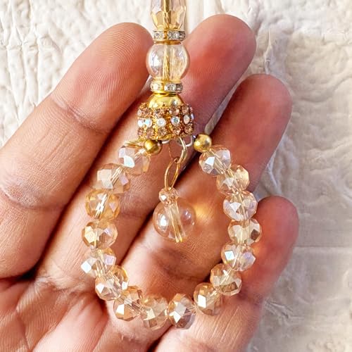 Image of Adikala Craft Store Handmade Ethnic Latkan Tassel Set of 2 for Saree Pallu, Blouse, Suits, Dupatta, Lehenga Decor (Golden Glass)