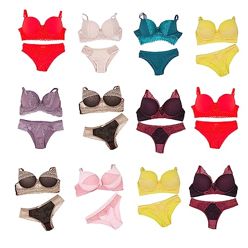 Conjunto Lingerie Sutiã com Bojo Reforçado e Calcinha Renda Fio Duplo Luxo Sexy Cores Sortida (P)