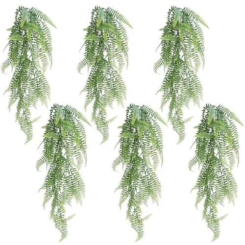 QWORK® 6 Plantas Colgantes Artificiales de Helecho, Plantas de Escalada Falsas, Plantas Decorativas para Fiestas, Bodas y el hogar