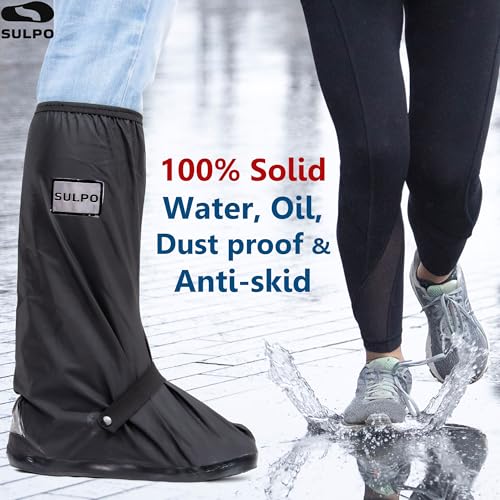 SULPO Schuhüberzieher Wasserdicht mit Reißverschluss - Wiederverwendbare Regenschutz Schuhe, Rutschfest und Waschbar Überzieher Schuhe, Regenüberzieher Schuhe für Regenbekleidung Fahrrad (40-42)