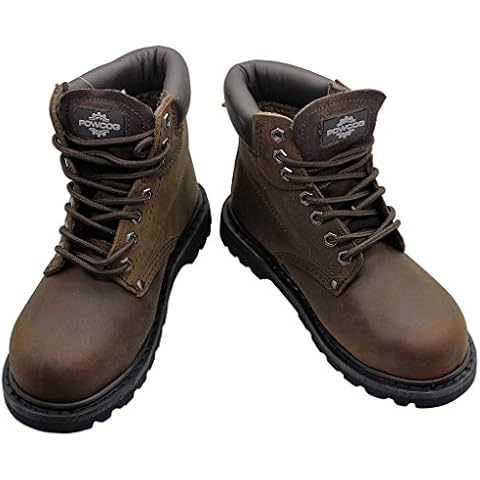 POWCOG Mens Dark Brown Typhoon Safety Boots | UK Size 8 | European Safety Rating SB SRC EN ISO 20345:2011 Cover