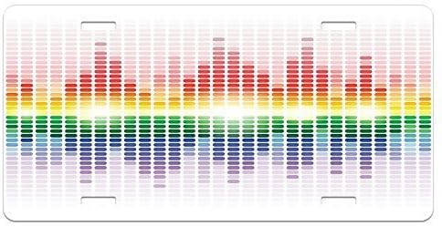 zaeshe3536658 Music License Plate, Rainbow DigitaStyle Equalizer Amplifier Recording Equipment Night Club Disco Theme, High Gloss Aluminum Novelty Plate, 6 X 12 Inches.
