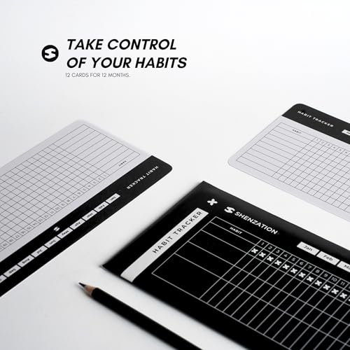 Image of Habit Tracker | Daily and Monthly Habit Tracking Cards - Goal Board, Productivity tool, Habit Journal - Pack of 12 Cards for 12 Months