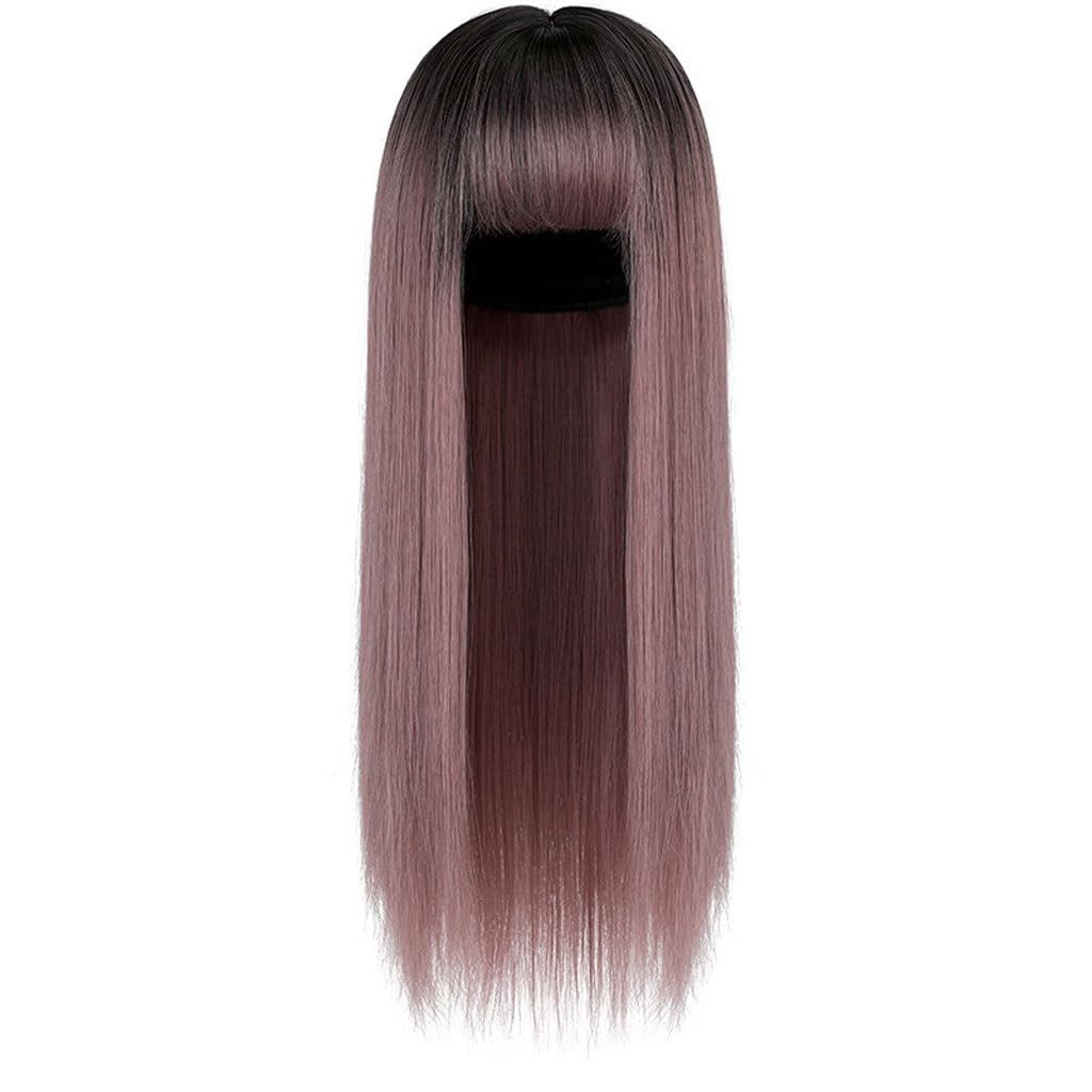 Perruque dames cheveux humains dégradée et droite à frange TUSUOD
