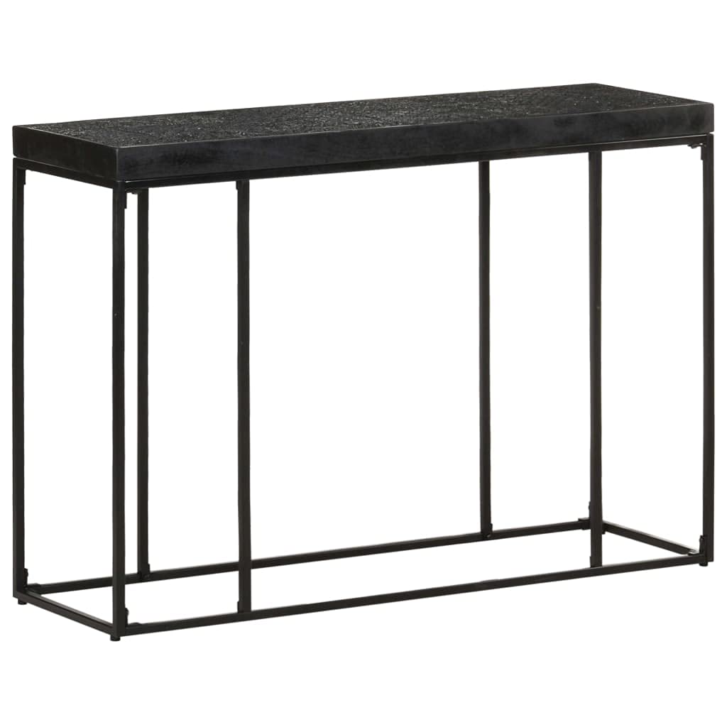 SXZenSpace Console Table Black 110x35x76 cm Solid Acacia & Mango Wood, Modern Hallway Side with Carved Patterns, Durable Living Room Furniture for Corridor, Bedroom Sofa