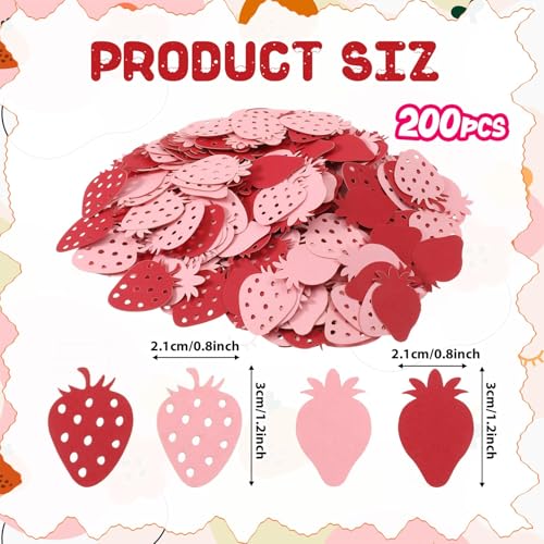 Image of 100Pcs Strawberry Party Decorations, Pink Red Paper Confetti - Sweet Berry Table Decor for Birthday /Baby Shower /Summer Fruit Themed Party Supplies Christmas Decoration