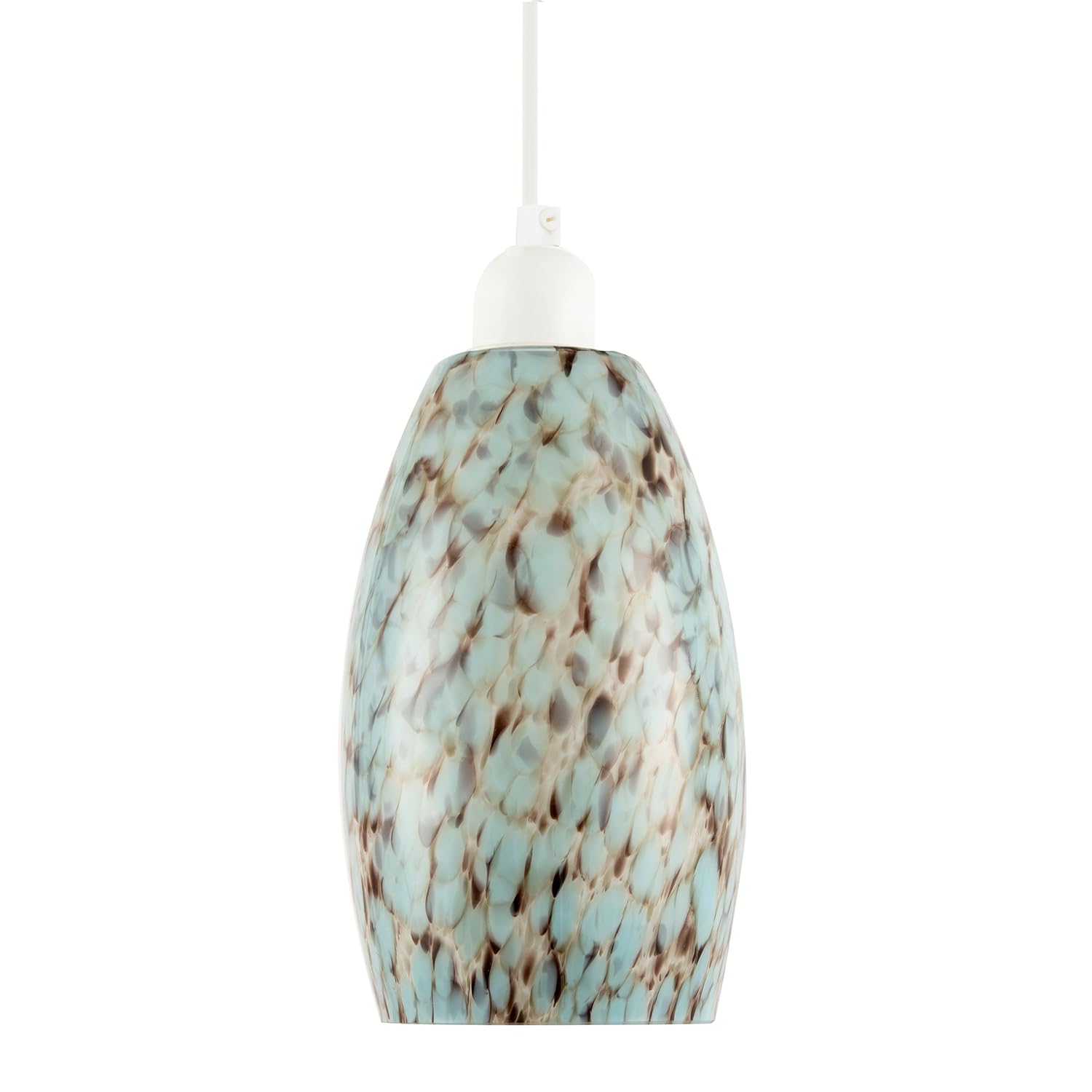 Modern Designer Duck Egg and Brown Marble Speckle Effect Glass Cylindrical Pendant Lighting Shade | 20cm x 12cm by Happy Homewares