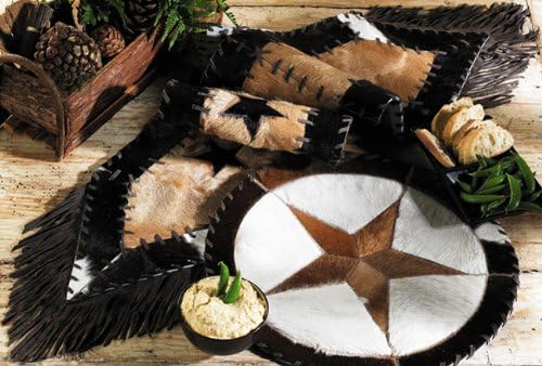 BLACK FOREST DECOR Cowhide Star Table Runner, Leather, Decorative Accent, 10" W x 60" L