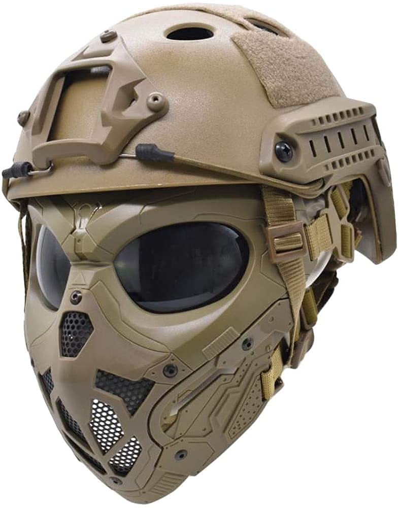 PJ Tactique Fast Casque et Masque Crâne, Masque de Protection Intégral Réglable Adapté aux Activités Telles Que Paintball, CS, Les Fêtes Costumées