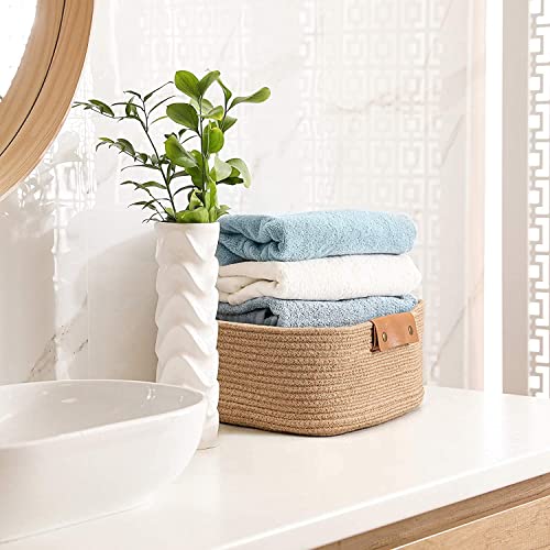 Image of ALBY Newyork'Woven Laundry Hamper, Toy Storage Bin, for Blankets Clothes Toys Pillows in Living Room, Baby Nursery, Jute /Black Mix (12'' x 8'' x 5'' rect, RECT)