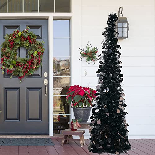 Fonder Mols Black Christmas Tree 5Ft, Small Collapsible Pop Up Artificial Pencil Tree For Halloween Christmas Decorations #TOP1