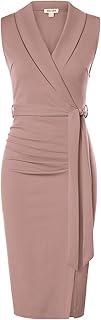 Women's Wear to Work Sleeveless Ruched Bodycon Office Pencil Midi Dresses with Belt