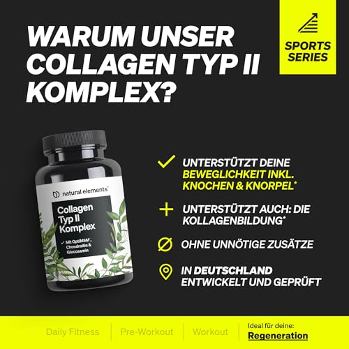 natural elements Kollagen Typ 2 Komplex – für Knochen, Gelenke & Knorpel – UC-II natürliches Collagen & OptiMSM – in Deutschland entwickelt & laborgeprüft