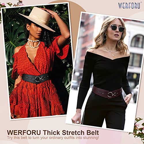 WERFORU Women Vintage Wide Elastic Thick Stretch Belt with Interlock Buckle for Dress2