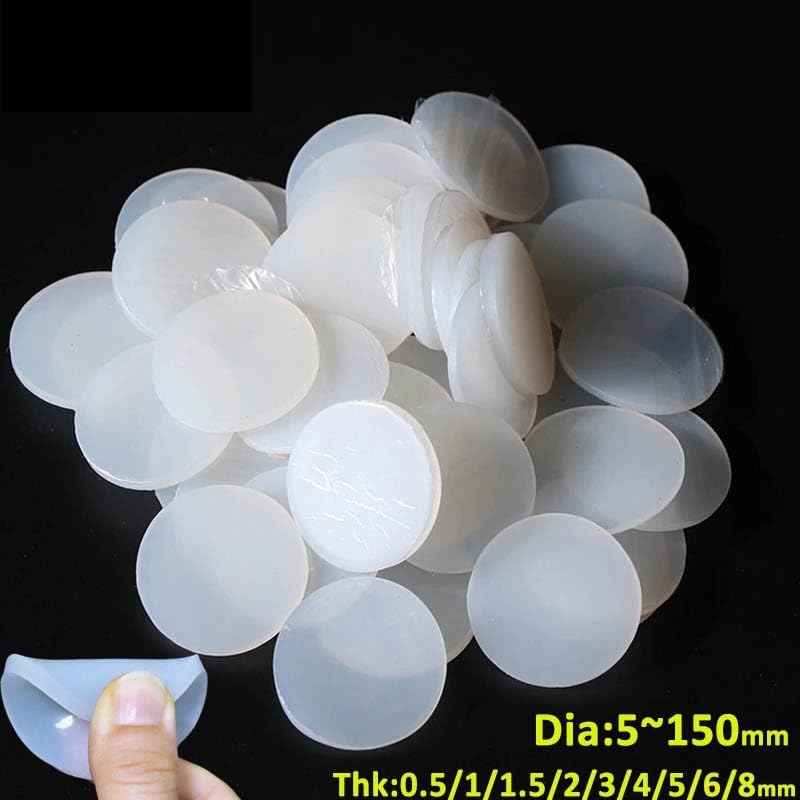 1/2/5Pcs Small Silicone Sheet White Round Silicone Rubber Sheet Seal Gaskets Pad Thick 1mm/1.5mm/2mm/3mm/4mm/5mm/6mm/8mm Dia 10mm-55mm Anti Slip Shock-Absorbing(40mm (2Pcs),4mm)