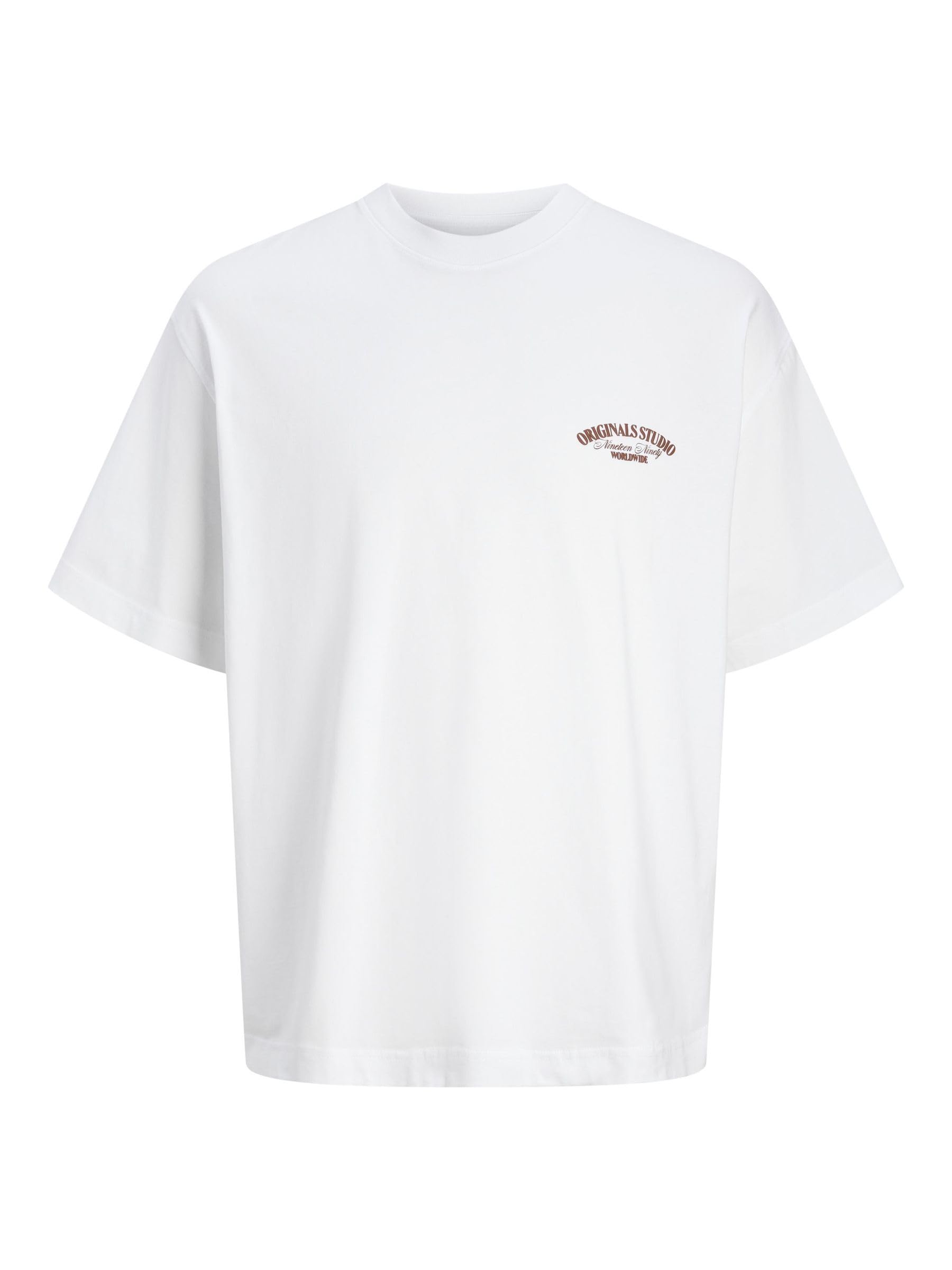 JACK&JONES JORROXBURY Type Tee SS Crew Neck, Bright White, S