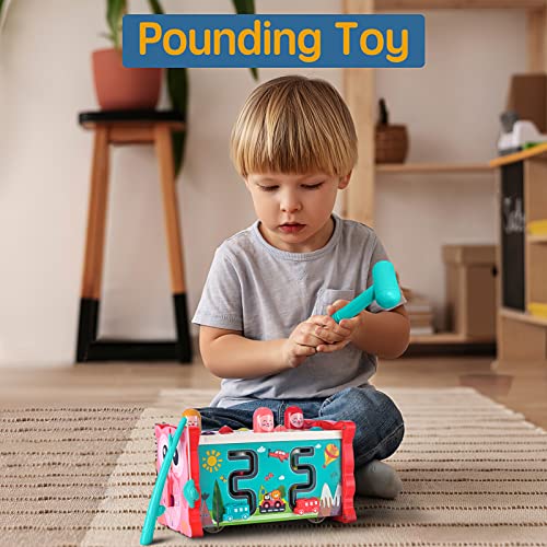 Doquo Pink Early Baby Development Sensory Montessori Multifunctional Toys 12-18 Months Educational Hammering Pounding For 1+ Years Gift #TOP6