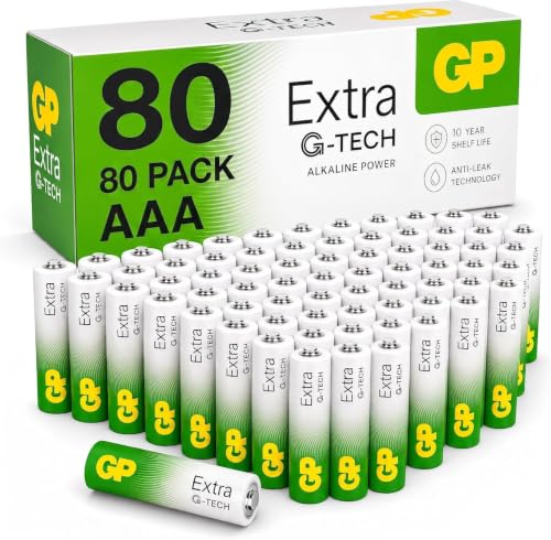 Image of GP Extra AAA Batteries Bulk Pack of 80 1.5V Alkaline 10 Yr Life - Anti-Leak