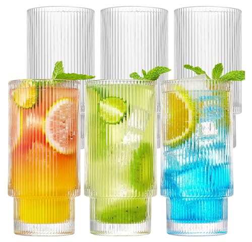 Image of Premium Juice Glasses 350 ML Drinking Glasses, Highball Lead-Free Glasses, Tumblers for Water, Beer, Cocktail and Mixed Drinks - 6 Pieces, Transparent (Cocktail, TP- 75 Set of 6)