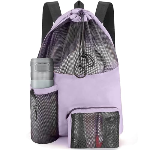 Bolsa de natación de malla para playa, mochila con cordón, bolsas de gimnasio impermeables para mujeres y hombres, bolsa de piscina grande para nadadores