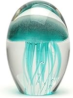 Vista 6 de Pisapapeles de cristal soplado a mano azul que brilla en la oscuridad