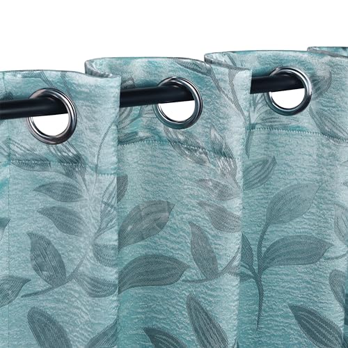 SUPERIOR Blackout Curtains, Room Darkening Window Accent for Bedroom, Sun Blocking, Thermal, Modern Bohemian Curtains, Leaves Collection, Set of 2 Panels, Grommet- 52 in x 63 in, Green Lily
