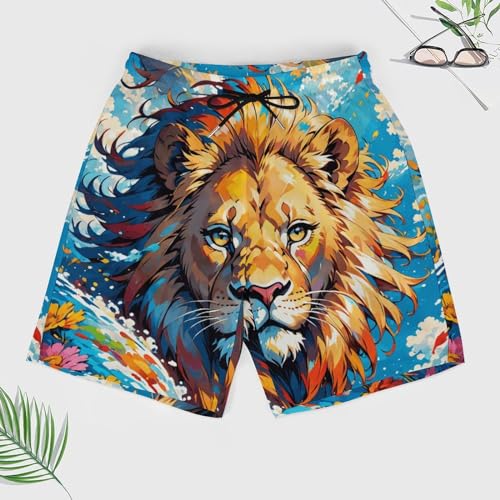 Colorful-eagle Mens Swimming Trunks Board Shorts Beach Shorts with Pockets Bathing Suits3