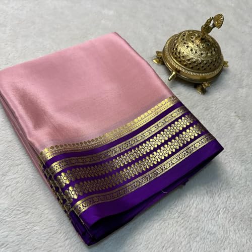 Image of Shree Silk Mills Cerep Silk Weddings Attractive Women's With Zari Border Saree and Special Occasions,Elegant Handwoven Traditional Saree