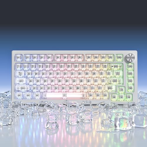 Image of dagaladoo White Clear Keyboard keycaps,Transparent Key caps 60 75 100 Percent,Crystal Jelly Keycap Set,Shine Through Key caps.,Cherry Profile Keyboard caps for Mx Switches Mechanical Keyboard