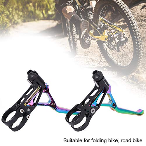 Keenso Bike Brake Levers, Ultralight Aluminum Alloy Oil Slick Brake Lever Cycling Accessory For Folding Road Bike/Mountain Bike (Electroplate Colorful) Bicycle And Spare Parts #TOP3