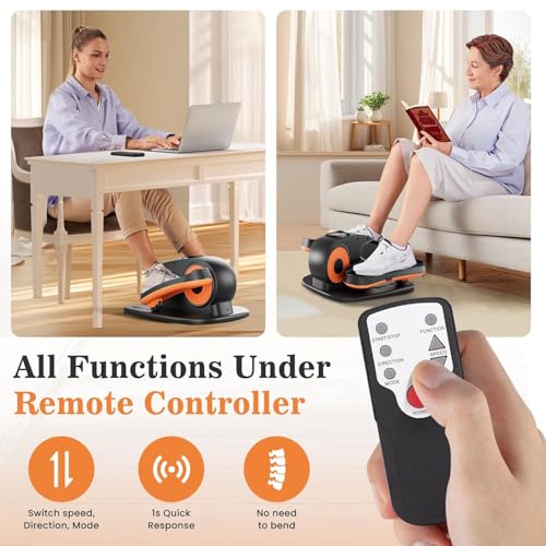 Image of Kobo 2 in 1 Under Desk Elliptical Machine for Seniors | Electric & Manual Seated Pedal Exerciser | 12-Speed Motorized Leg Trainer with Remote Control | Quiet, Portable, Fully Assembled