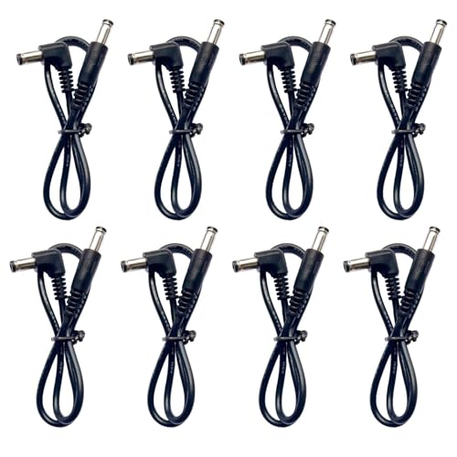 12" Guitar Pedal Power Cable Short, Right-Angle to Straight, Works with 9V/12V/18V Center-Negative 5.5x2.1mm Connections | Shielded Noise-Free Heavy-Duty (ST to RA 12 inch, 8pcs) image 2