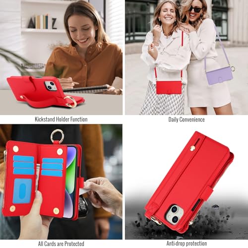 Étui iPhone 14 Plus Asuwish avec fermeture éclair et protège-écran intégré