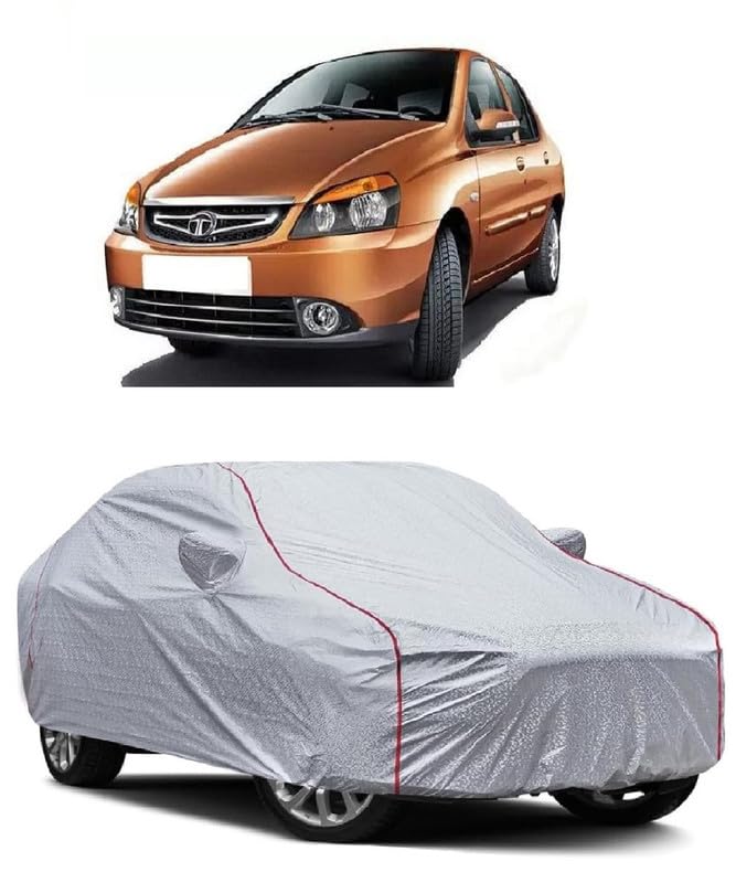 DIGGU-Triple Coated Inner Soft Lining Cotton Water-Proof/UV/Dust/Scratch Car Body Cover Compatible with Variant Tata Indigo Mirror Pocket (SilverWaterProof)