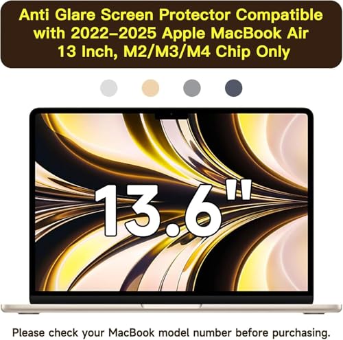Image of OJOS Screen Protector Compatible with 2022-2025 MacBook Air 13.6 inch (M2 /M3 /M4 Chip), Matte Anti Glare Film for MacBook Air 13'' (Matte)