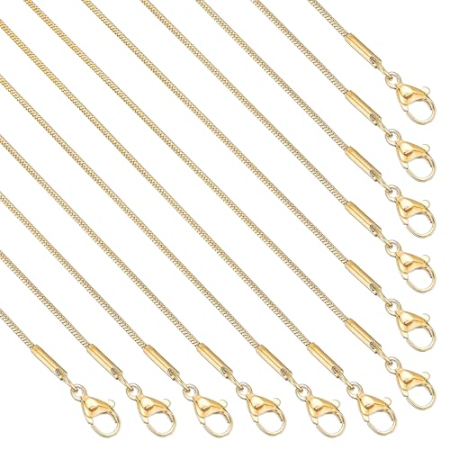 12 Pack Necklace Chains Bulk Gold Plated Stainless Steel Snake Chain Necklace for DIY Jewelry Making