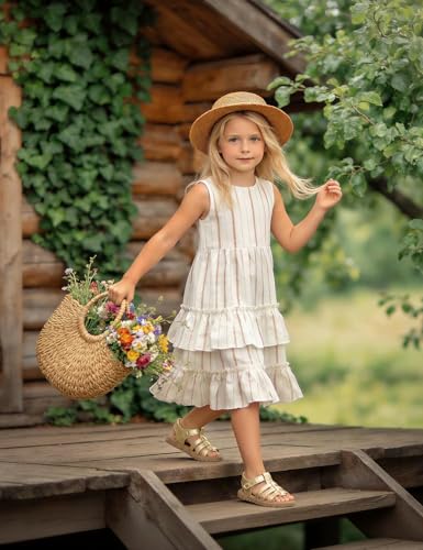 Image of QIY Toddler Girl Sandals Little Kids Summer Dress Shoes Open Toe Flats Princess Sandals for School Beach Party